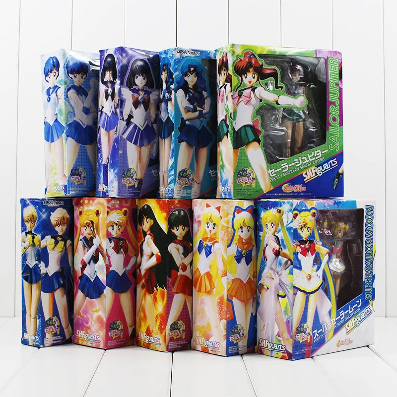 Color box 9Style sexy Sailor Moon Figure Toy Tsukino Usagi Mars Jupiter