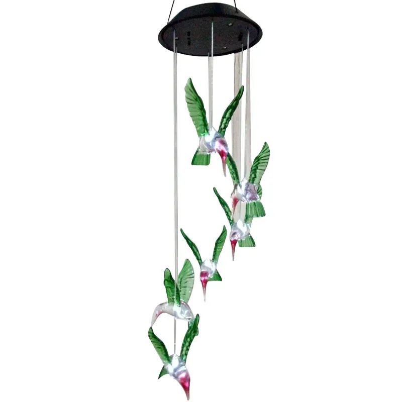 Carrilhão de Vento Mudança de Luz Solar ao ar Lâmpadas à Prova Sinos de Vento Levou Solar Móvel Livre Água Seis Casa Garden Party Decoração Noite d' 3 Lâmpadas solares