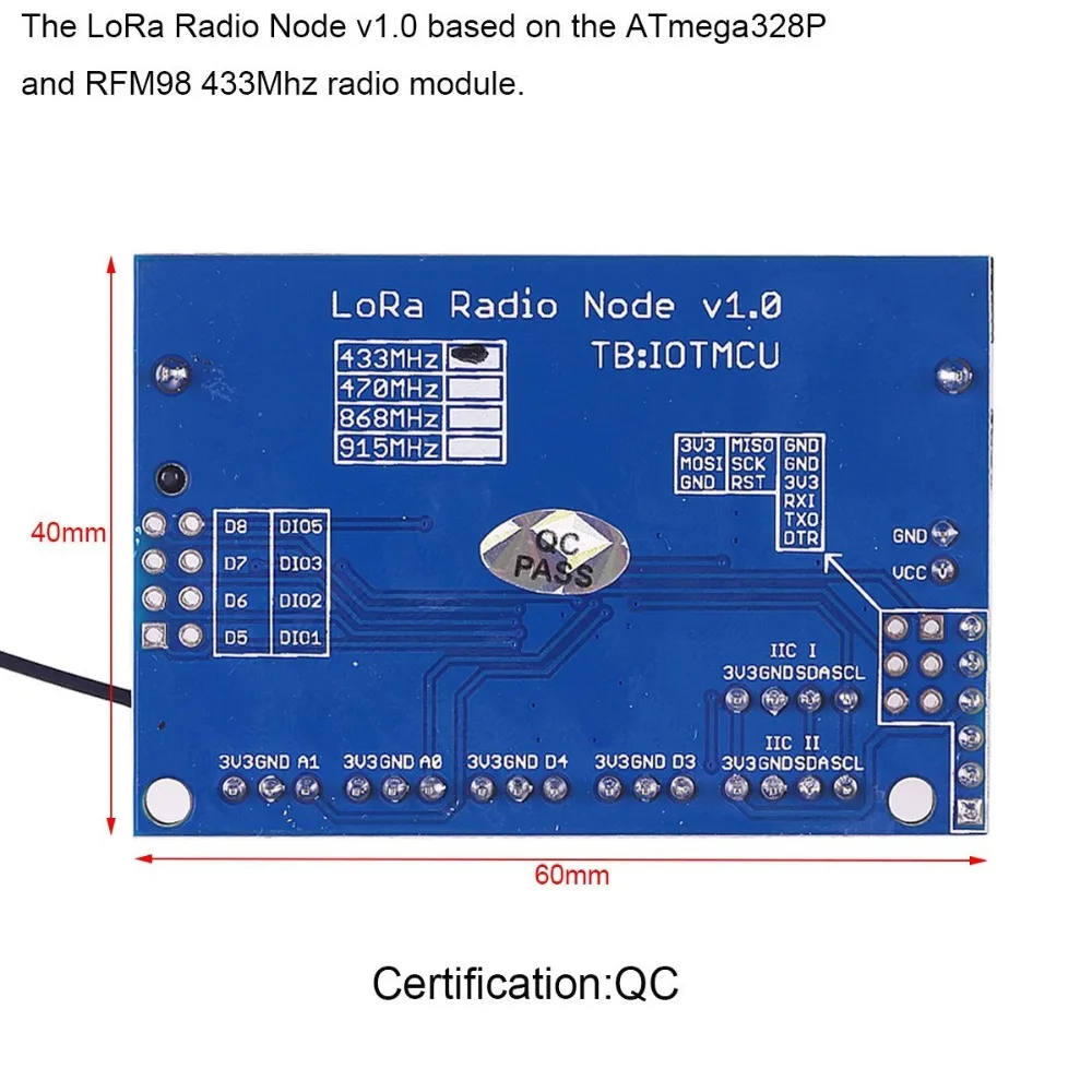 5 шт. LoRa радиоузел V2.0 на основе Sx1278 IOT 433 МГц 2 4G RFM98 для Arduino ATmega328P антенна uFL FZ3043