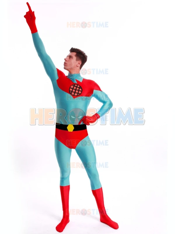 Red And Blue Captain Costume Spandex Zentai Suit — free download