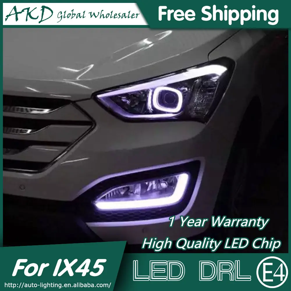 

AKD Car Styling for Hyundai IX45 DRL 2014-2015 New Santa Fe LED DRL Cob Signal LED Running Light Fog Light Parking Accessories