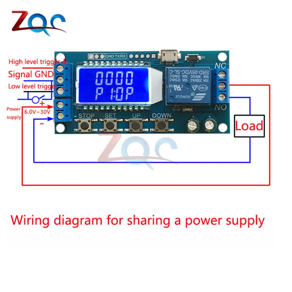 Micro USB цифровой ЖК-дисплей реле времени задержки модуль DC 6-30 в управление многофункциональный таймер переключатель цикл запуска модуль Плата