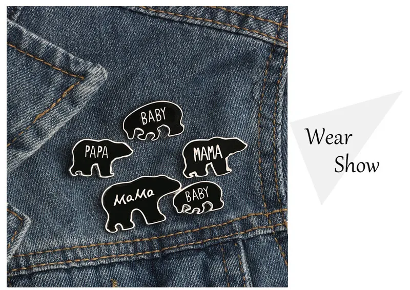 Креативные Мультяшные милые новые медведи семья папа мама ребенок металлические эмалированные броши на булавке для мужчин, женщин и детей джинсовые нагрудные значки на булавке брошь