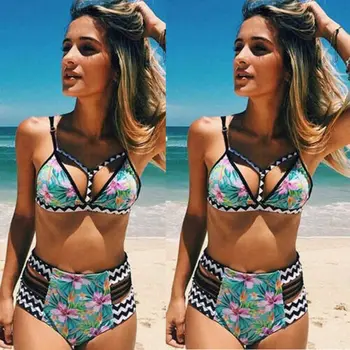 

Fashion Casual Sexy Women Push-up Padded Bra Bandage Flower Bikini Set Swimsuit Swimwear Bathes