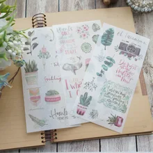 

3 sheets grow plants in my room washi Paper sticker as Scrapbooking DIY gift packing Label Decoration Tag party Decoration