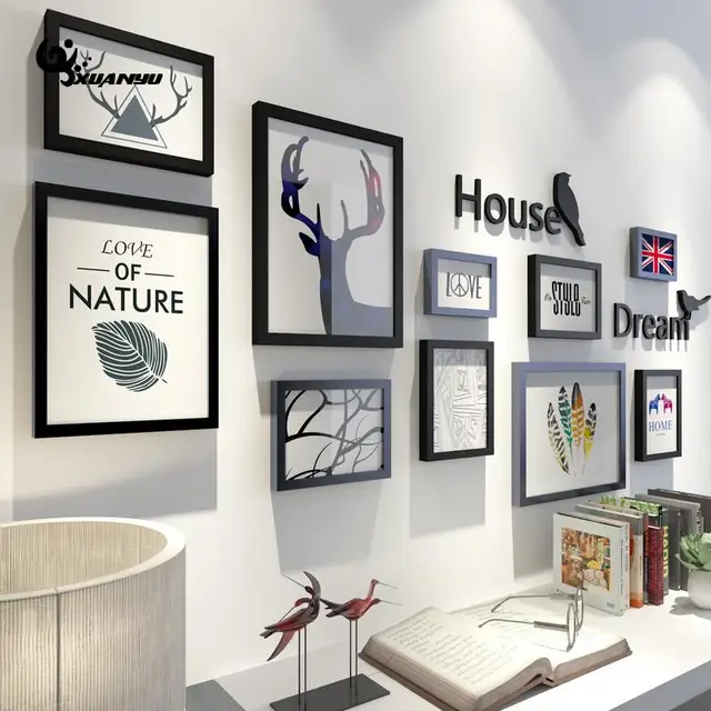 Northern Europe Style Photo Frame Hanging Wall Picture Frames 10pcs Northern Europe Style Photo Frame Hanging Wall Picture Frames 10pcs Set Corridor Sofa Background Decoration