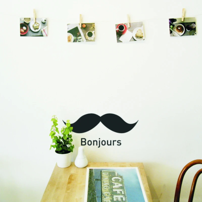 

Environmental PVC Bonjours Mustache stickers Wall Sticker Vinyl Decal Home Decor Decal personality DIY stickers on the wall
