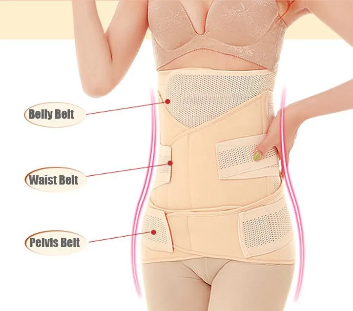 3in1 Belly/Abdomen/Pelvis Postpartum Belt Body Recovery Shapewear Belly Slim Waist Cinchers Breathable Waist Trainer Corset