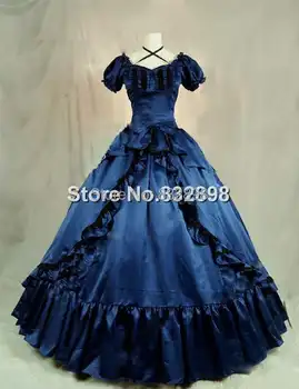 

Deep Blue Victorian Southern Belle Dress Ball Gown Hallowmas Party Dresses