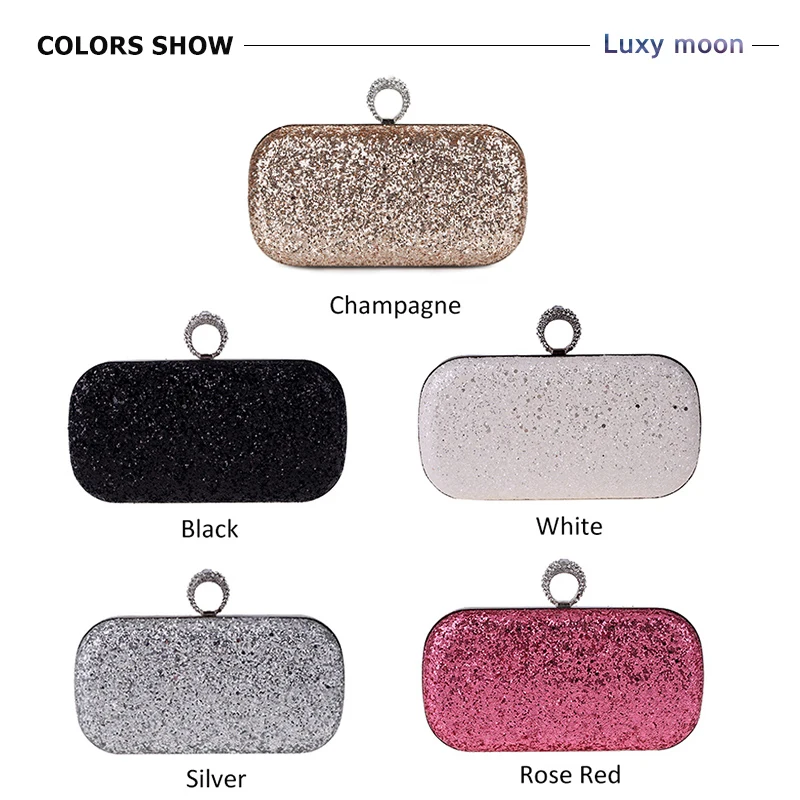 Luxy Moon Finger Ring Sequin Clutch Bag Available Colors