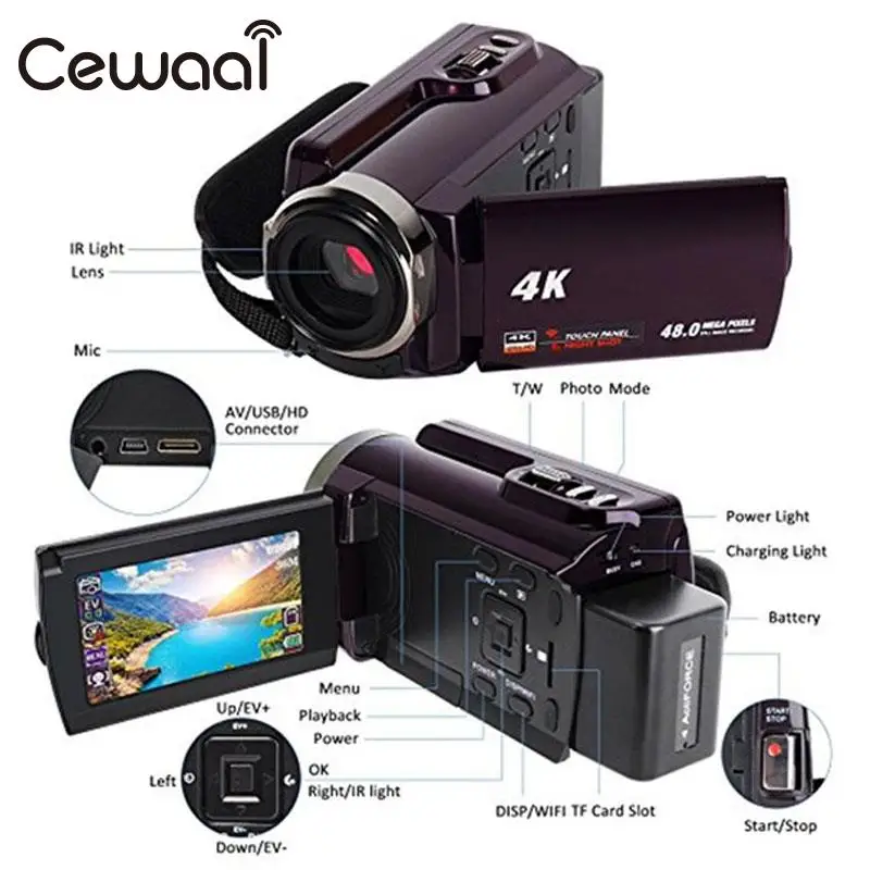 Video Camera Recorder USB Premium Digital Camcorder Wedding Record DVR Digital Zoom Shooting DV Camcorder Photography