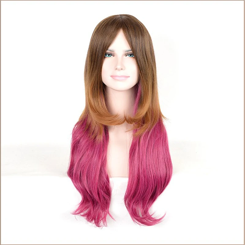 

Women's Long Wavy Wig Heat Resistant Synthetic Lady Wig Sweet Lolita Harajuku Cosplay Pink Brown Colour Fashion Wig for Womens