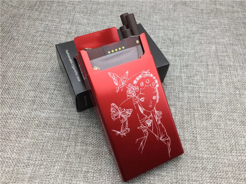 LF061 индивидуальный китайский винтажный стильный красивый чехол для сигарет из алюминиевого сплава с бабочкой чехол для сигарет с лазерным резным рисунком