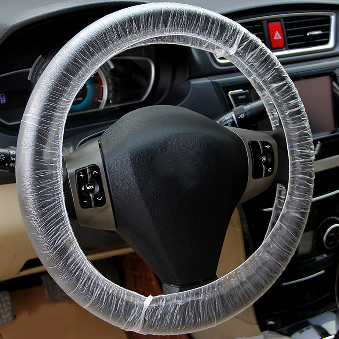 

DWCX 100Pcs Universal Clear Elastic Plastic Disposable Steering Wheel Cover Waterproof Anti-dust Accessories for Auto Car Truck