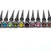 Шесть угол острым конический Titanium стали медицинской стали серьги-гвоздики Расширение уха 24 цветов