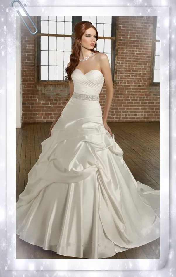 Luxury Designer Beaded Ruffles Sweetheart Wedding Dresses 2014 New