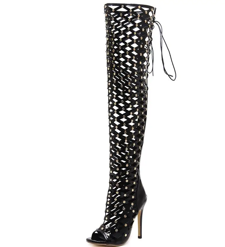 

2019 chaussures femme ete shoes woman zapatos de mujer women zapatillas boots thigh high botas high heels cuissarde open toe