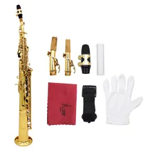 Professional Saxophone Bb Soprano Sax Paint Gold With Case/Straps/Gloves/Cleaning Cloth