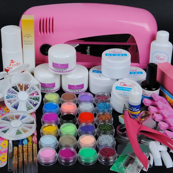 

BTT-70 9W UV dryer lamp 18 color Acrylic Powder and 6 colors glitter powder Nail Art Kit ,nail art tools kit +free shipping
