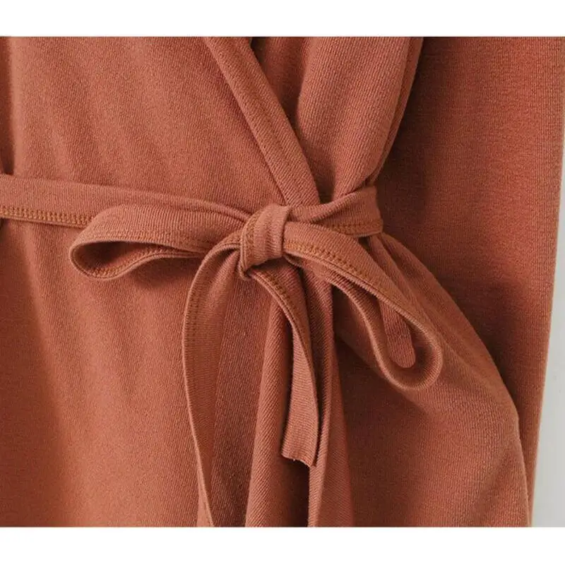 Женский трикотажный кардиган с асимметричным подолом и поясом|long sleeve kimono|blouses