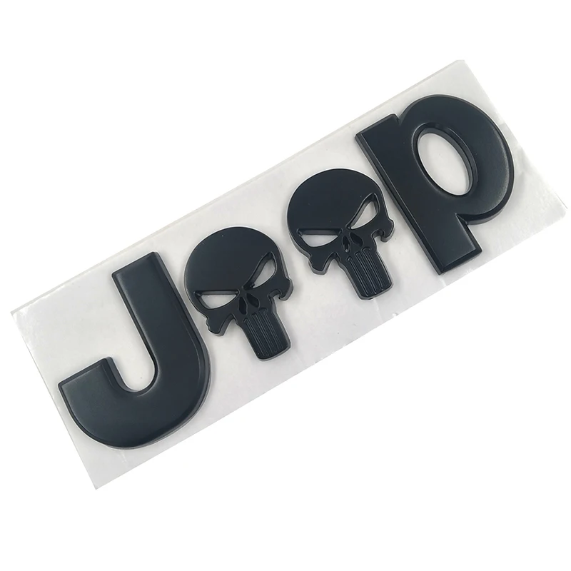 3D металлическая хромированная Автомобильная наклейка s 4 Drive эмблема череп значок наклейки на кузов автомобиля наклейки аксессуары для Jeep Cherokee Стайлинг автомобиля - Название цвета: Черный