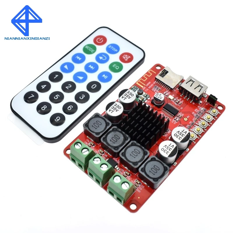 

TPA3116 50W+50W Bluetooth Receiver Digital Audio Amplifier Board TF card U disk player FM Redio With Remote control
