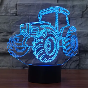 

Creative tractor design LED 3D small night light 7 Changing Colors touch switch