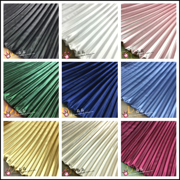 

Electro-optic clothing pleated fabric solid large striped accordion silk satin crushed through dress fabric