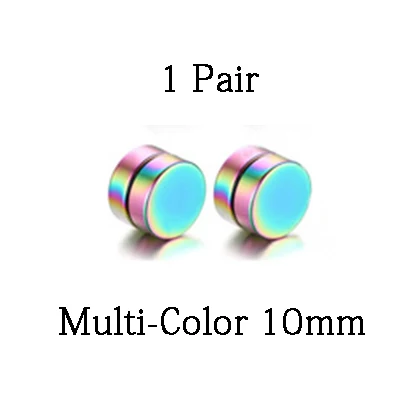 1 пара различных размеров магнитный камень без пирсинг для уха зажимы для влюбленных мальчиков подружек геометрические круглые ювелирные аксессуары в стиле панк - Окраска металла: Multi-Color 10mm