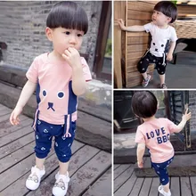 fashion designer 2016 boutique boys set of children’s summer children’s suit animal face T shirt suit