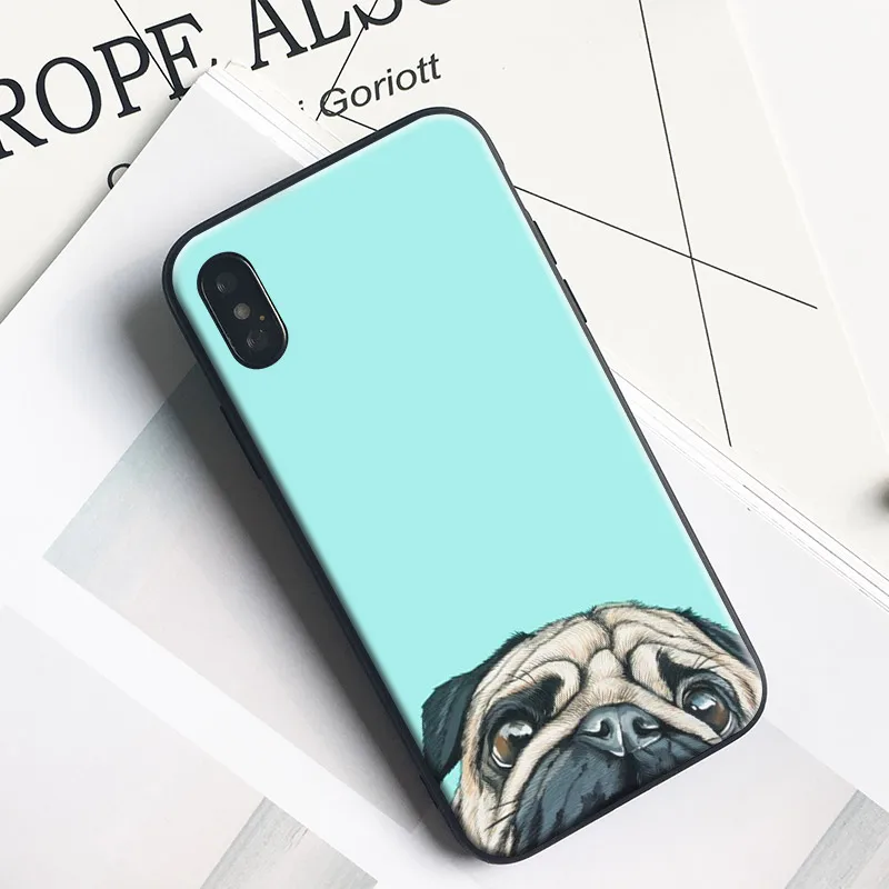 

Cute Pug Bulldog Soft Silicone Phone Case Cover Shell For Apple iPhone 6 6s 6Plus 6sPlus 7 8 7Plus 8Plus X