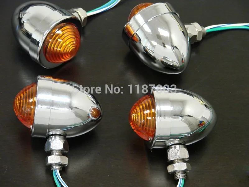 Motorcycle Accessories Parts 4 x CHROME BULLET Turn Signal