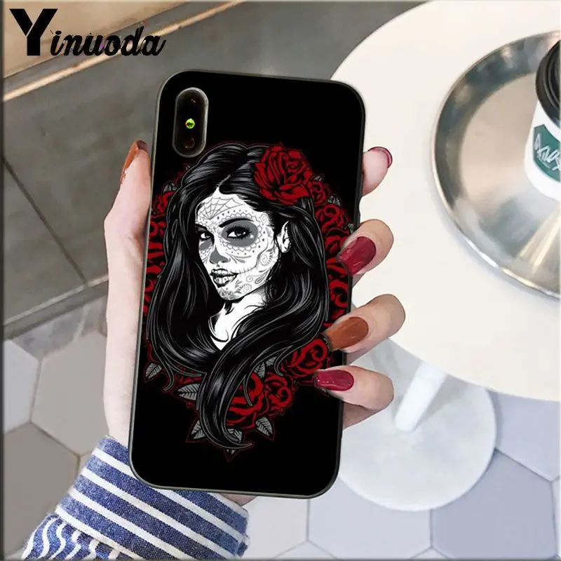 Catrina beautiful rose girl Skull Art