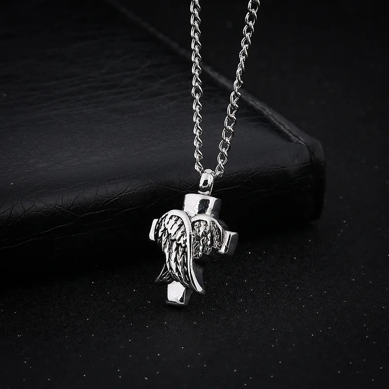 

Angel wings Cross Pendant Necklace Personality Geometry Trend Avant-garde 2019 Woman Temperament Metal Necklace