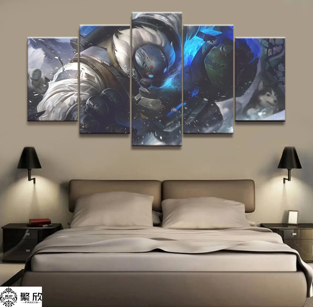 

5Panel LOL League of Legends Gragas Game Canvas Printed Painting For Living Room Wall Art Decor HD Picture Artworks Poster