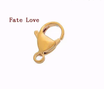 

50pcs in bulk Fashion Gold Stainless steel big 15mm lobster clasp & hooks jewelry accessories.DIY Jewelry Finding Maring