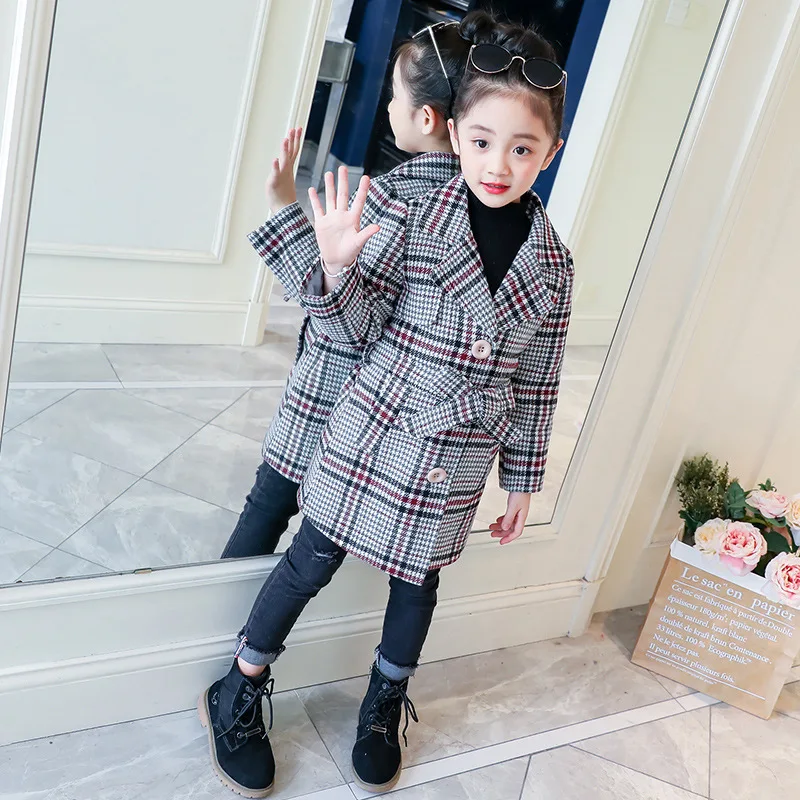 Coat Clothing for Girls Woolen Coat Autumn Winter 2018 Thick Long Suit ...