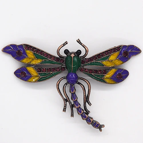 12pcs Lot Whole Fashion Brooch Rhinestone Enamel Dragonfly Pin Whole Fashion Brooch Rhinestone