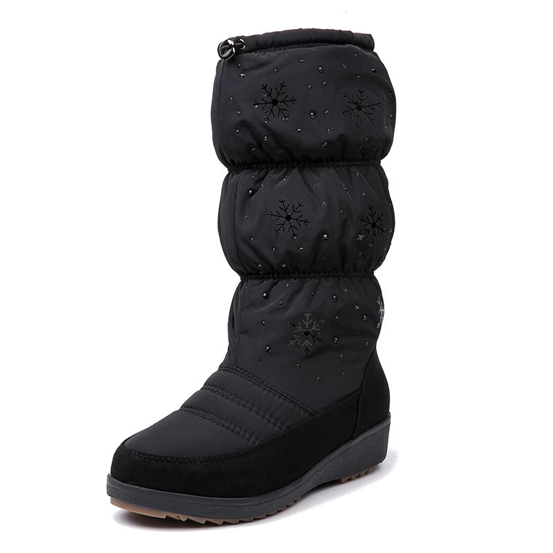 AIMEIGAO High Quality Winter Snow Boots For Women Waterproof Thick Bottom Flats Comfortable Heels Shoes Fur Warm Boots For Snow