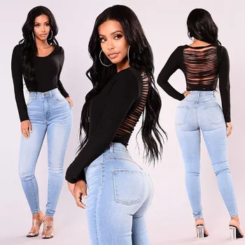 

Simplee Boyfriend Hole Ripped Jeans Women Light Colour Cool Denim Vintage Straight Stretch Jeans High Waist Hot Plus Size
