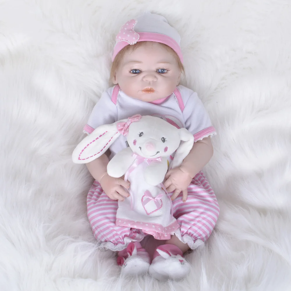 

22" Doll Reborn Baby Full Silicone Reborn Bebe Dolls Kids Toys for Girls Brinquedos Bathe Toys SF5536 Doll Reborn American Girl