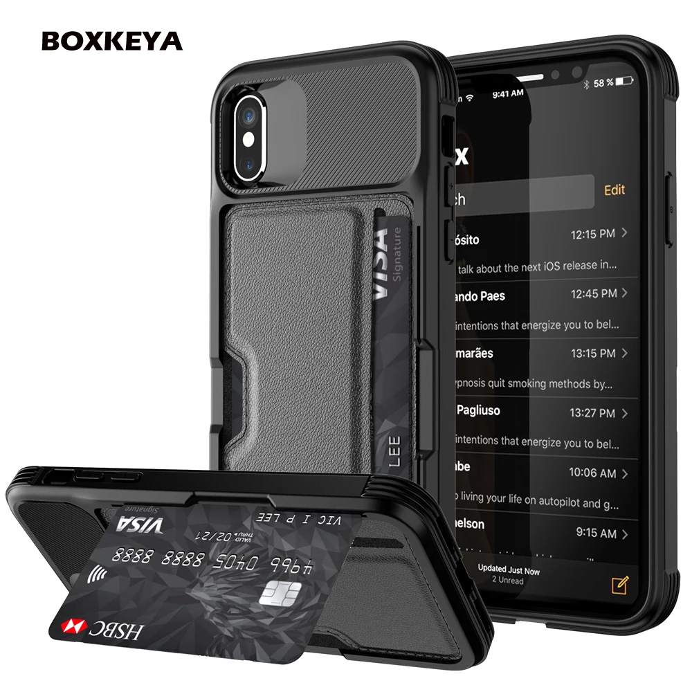 

Magnetic Phone Cases for iPhone X 8 7 6 Plus Car Holder Stand Magnetic Suction Bracket Card Slot Soft TPU Phone Back Cover