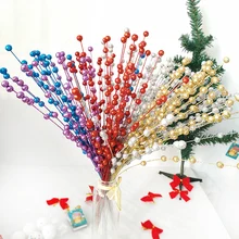 3 шт. искусственный фисташковый искусственный цветок пластиковый блестящий порошок цветы красное золото ветка растения рождественские украшения для дома Вечерние