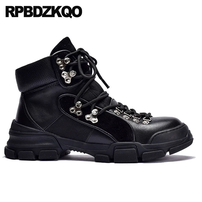 Otoño Cuero Militares Pie Mujeres Dedo gris Combate Zapatos Negro Del Encaje Botas Corto 2018 Genuino Tobillo Casual De Negro Frente Redondo F5SaE