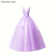 Реальные изображения бальное платье лаванды бальные платья аппликации для 15 лет сладкий 16 платья Vestidos De 15 Anos