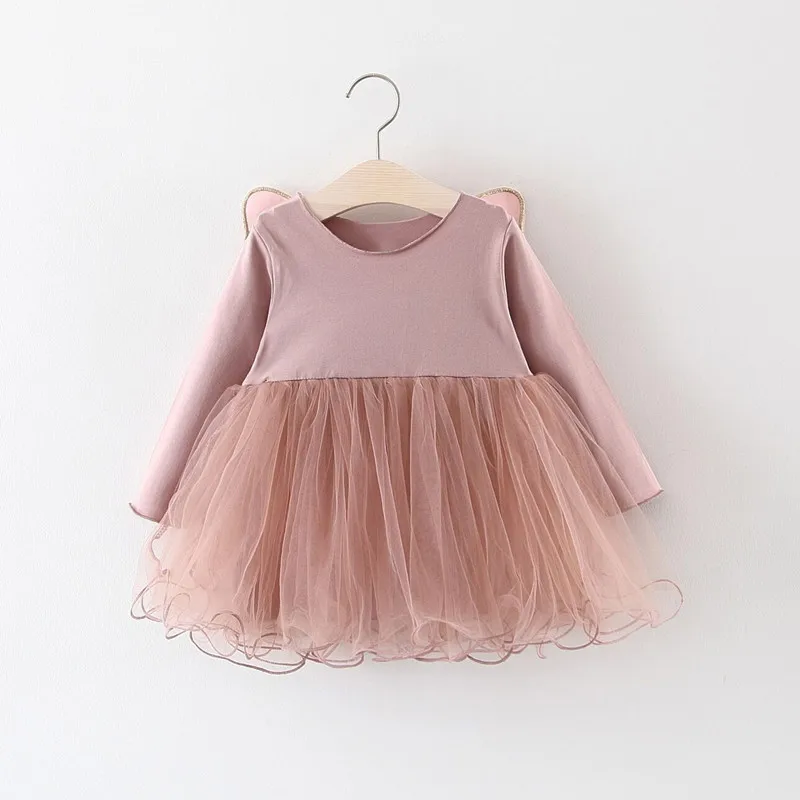 Girls wear spring and autumn new female baby sweet Korean version of the children's lace princess dress