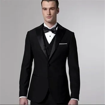 

Black Fashion men suit Sets (Jacket+ Pant+vest) costume homme Wedding Suits for men Fashion Mens Dress Suits High Quality 2017