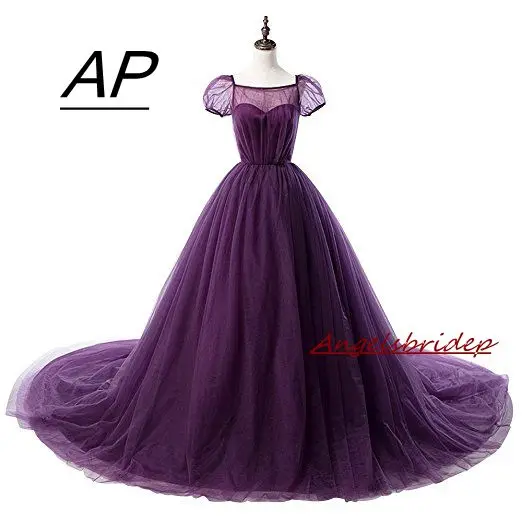 ANGELSBRIDEP Sheer средства ухода за кожей шеи Quinceanera платье тюль с короткими рукавами корсет Назад сладкий 16 Vestido дебютантка платья Fromal бальное - Цвет: Picture Color