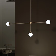 Nordic линии железа люстра освещение Современные стеклянный шарообразный абажур Hanglamp Headed блеск гостиная спальня обеденная