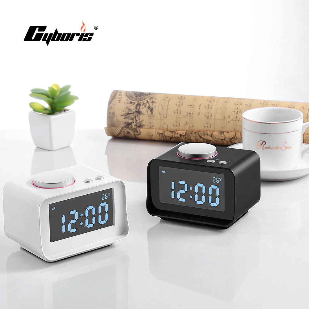 Us 25 5 15 Off Cyboris Radio Alarm Clock Speakers Lcd Screen With Dual Usb Charger Fm Speaker Function For Mp3 Phone Ipad Computer For Bedroom In